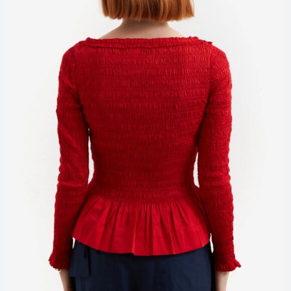 Damson Madder Suri Top Red Shirred - Picture 2 of 5